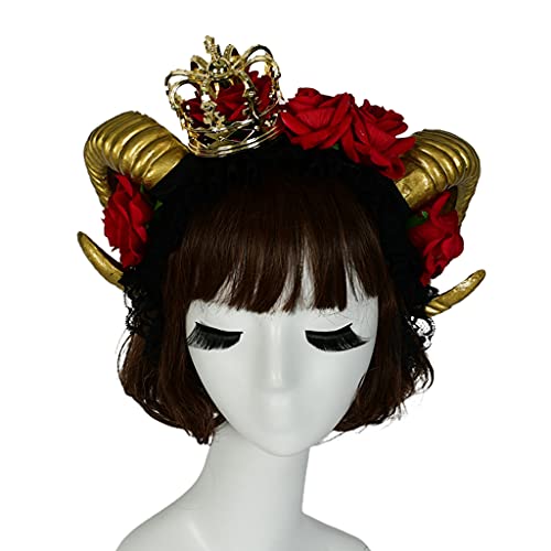 Pocoiau Rosenhorn-Stirnband, Cosplay-Kopfbedeckung für Halloween, Party, Ochsenhorn, Schleier, Haarband, Gothic-Kopfschmuck, Partyzubehör Pocoiau Rosenhorn-Stirnband, Cosplay-Kopfbedeckung für Halloween, Party, Ochsenhorn, Schleier, Haarband, Gothic-Kopfschmuck, Partyzubehör von Pocoiau