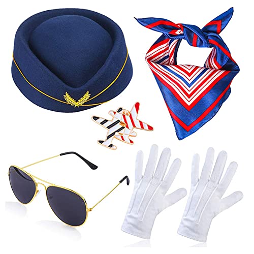 Pocoiau Stewardess Halstuch Stewardess Hut Kostüm Flugzeuge Brosche Pin Zubehör Handschuhe Hut Pocoiau Stewardess Halstuch Stewardess Hut Kostüm Flugzeuge Brosche Pin Zubehör Handschuhe Hut von Pocoiau