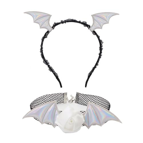 Pocoiau Teufel Fledermaus Stirnband Blume Spitze Choker Halloween Teufel Kostüm Set Dämonen Kostüm Zubehör für Karneval Cosplay Party Halloween Set Pocoiau Teufel Fledermaus Stirnband Blume Spitze Choker Halloween Teufel Kostüm Set Dämonen Kostüm Zubehör für Karneval Cosplay Party Halloween Set von Pocoiau
