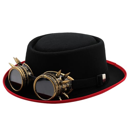Pocoiau Uni Zylinderhut Steampunk Goggle Gear Hat Gothic Fedoras Cosplay Party Dress Up Hut Neuheit Maskerade Kostüm von Pocoiau