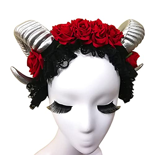 Schafshorn, Kopfbedeckung, Spitze, Blumenschleier, Haarband, rutschfest, Kopfschmuck, Foto-Requisiten, Fasching, Halloween, Karneval, Zubehör Schafshorn, Kopfbedeckung, Spitze, Blumenschleier, Haarband, rutschfest, Kopfschmuck, Foto-Requisiten, Fasching, Halloween, Karneval, Zubehör von Pocoiau