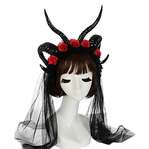 Schafshorn, Kopfbedeckung, Spitze, Blumenschleier, Haarband, rutschfest, Kopfschmuck, Foto-Requisiten, Fasching, Halloween, Karneval, Zubehör Schafshorn, Kopfbedeckung, Spitze, Blumenschleier, Haarband, rutschfest, Kopfschmuck, Foto-Requisiten, Fasching, Halloween, Karneval, Zubehör von Pocoiau