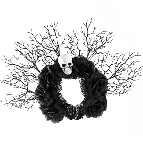 Totenkopf-Rosen-Kopfschmuck aus Kunstharz für Halloween-Kostüme, dunkle Themenpartys, Spitzenstile, Haarschmuck, Halloween, Totenkopf-Rose, Haarspange von Pocoiau