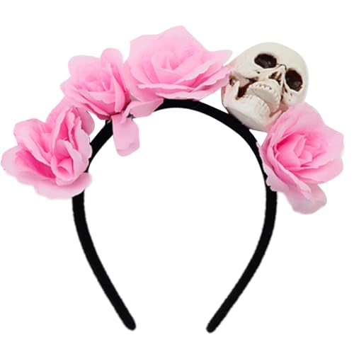 Wiederverwendbares, praktisches Totenkopf-Stirnband und simulierte Blumendekorationen, Kostüm-Stirnband für Halloween-Themenpartys, Gothic-Skelett-Haar-Accessoire Wiederverwendbares, praktisches Totenkopf-Stirnband und simulierte Blumendekorationen, Kostüm-Stirnband für Halloween-Themenpartys, Gothic-Skelett-Haar-Accessoire von Pocoiau