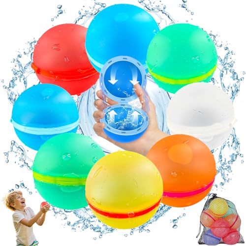 8 Stück Wasserbomben Selbstschließend, Eine Sekunden Schnellfüller Magnet wiederverwendbare wasserbomben, wasserspielzeug Kinder Outdoor, Bunt Wasserball Splash Bälle pool Spielzeug, Sommer Wasserpark 8 Stück Wasserbomben Selbstschließend, Eine Sekunden Schnellfüller Magnet wiederverwendbare wasserbomben, wasserspielzeug Kinder Outdoor, Bunt Wasserball Splash Bälle pool Spielzeug, Sommer Wasserpark von Pocsdis