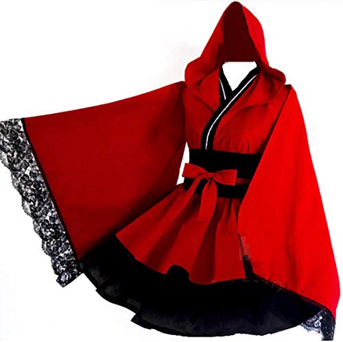 Poetic Walk Anime Lolita Kleid für Damen, Kimono, Cosplay-Kostüm, Rot, Größe S von Poetic Walk
