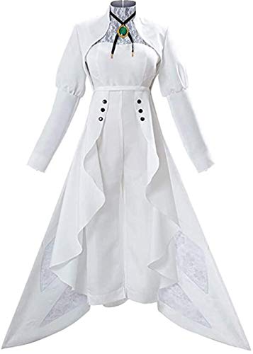 Poetic Walk Damen Kostüm Anzug Kleid Weiß Lang Party Lolita Frack Uniform (Small, Weiß) von Poetic Walk