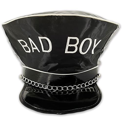 Schwarzer glänzender Bad Boy Rebel Lustiger Hut für Erwachsene - Bold Stag Do Hut für Abenteuer & wilde Partys von Pohotobooth Props Ltd