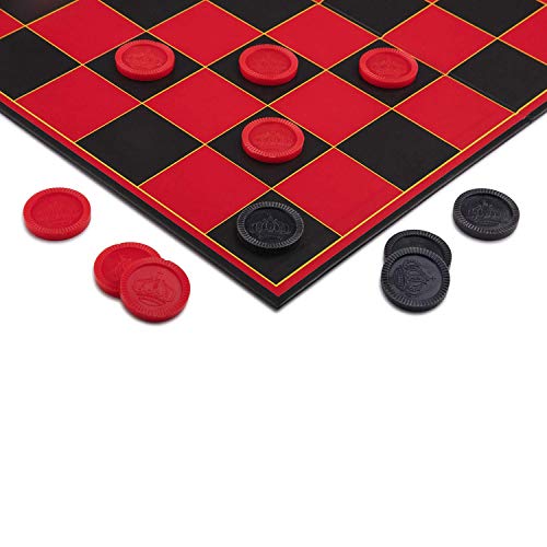 Playmags Point Games Checkers super haltbares drinnen/Draußen Spaß Brettspiel für alle Altersgruppen, Schwarz Rot von Point Games