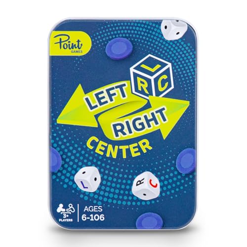 Point Games Linke rechte Mitte Würfelspiele - 3 Würfel & 24 Chips Set mit blauer Dose, schnelles Familienpartyspiel für Reisen, Spielabende, gesellschaftliche Zusammenkünfte Point Games Linke rechte Mitte Würfelspiele - 3 Würfel & 24 Chips Set mit blauer Dose, schnelles Familienpartyspiel für Reisen, Spielabende, gesellschaftliche Zusammenkünfte von Point Games