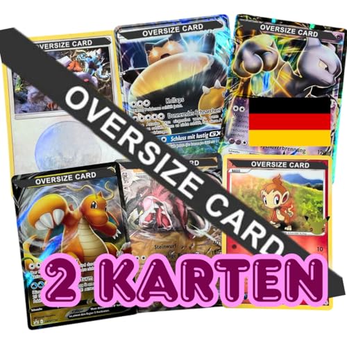 Deutsches Kartenset für Pokemon Sammelkarten XXL Jumbo Große Karten 2er- Pack zufällige V/VMAX/Holo/EX/GX/Jumbo Oversized von Pokémon
