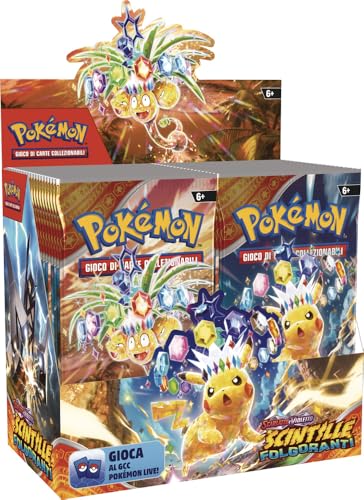 Display mit Boosterpacks aus der Erweiterung Scharlachrot und Violett SCINTILLE FOLGORANTI des TCG Pokémon (36 Erweiterungspackungen), italienische Ausgabe von Pokémon
