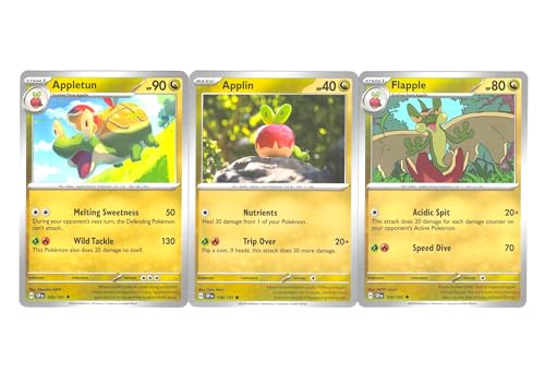 Flapple & Appletun 139/191 - 140/191 - Surging Sparks - Pokemon Drache Evolution, 3 Kartenlos von Pokemon