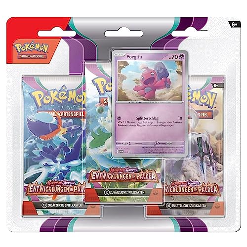 Forgita | 3 Booster-Packs | Pokemon Karten deutsch | Karmesin & Purpur von Pokémon