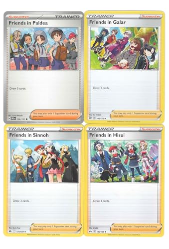 Friends in Paldea Hisui Galar Sinnoh - Pokémon-Trainer-Karte - 4 Karten Lot - 109/131 - Prismatische Evolutionen Crown Zenith Friends in Paldea Hisui Galar Sinnoh - Pokémon-Trainer-Karte - 4 Karten Lot - 109/131 - Prismatische Evolutionen Crown Zenith von Pokémon