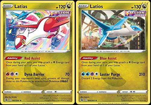 Latias 193/264 & Latios 194/264 – Fusion Strike – Legendäre Pokemon Karte Lot – Dragon Type von Pokémon