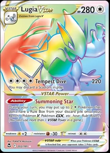 Lugia Vstar 202/195 - Silber Tempest - Vollkunst-Regenbogen - Pokemon Secret Rare von Pokemon