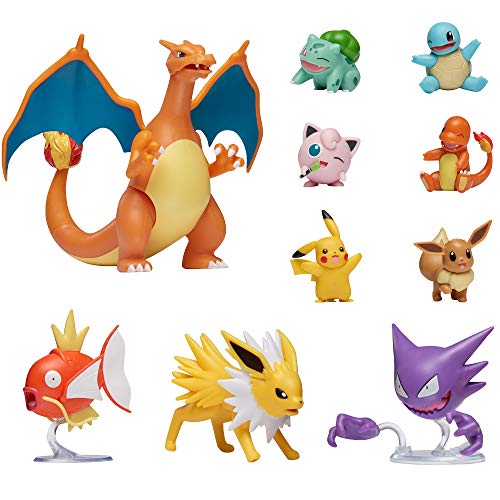 PoKéMoN Ultimative Deluxe Multi 10-Pack Figuren, Glurak, Karpador,Alpollo, Evoli,Glumanda, Schiggy,Pikachu,Bisasam,Pummeluff,Blitza,Offizielle Pokemon von Pokémon