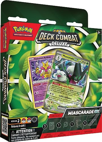 Pokemon : Deck Combat Deluxe – Palmaval-ex oder Miascarade-ex (zufällige Modell) – Brettspiele – Spiel- und Sammelkarten – ab 6 Jahren – französische Version von Pokémon