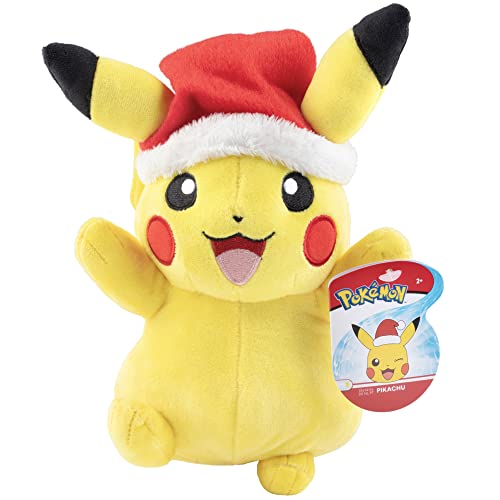 Pokémon 20,3 cm Urlaub Weihnachten Pikachu Plüsch Stofftier Spielzeug - Offizielles Lizenzprodukt - Alter 2+ von Jazwares