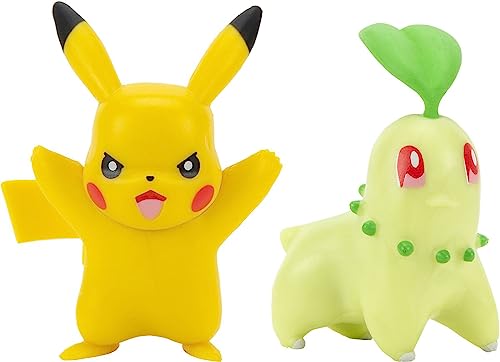 Pokémon PKW0139 - Battle Figure Pack - Endivie & Pikachu, offizielle bewegliche Figuren, je 5 cm von Pokémon