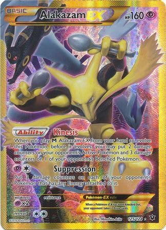 Pokemon Alakazam EX 125/124 Geheime seltene XY-Schicksale kollidieren Singles von Pokémon