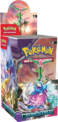 Pokémon Display mit Booster-Packs aus der Erweiterung Scharlachrot und Violett – Chronoforze des TCG (18 Erweiterungspackungen), italienische Ausgabe, Amazon Exclusive von Pokémon