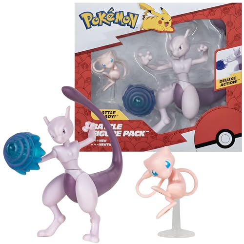 Pokemon Figuren Set Mew & Mewtwo – 5 & 10 cm - Neues offizielles Pokémon Spielzeug von Pokémon