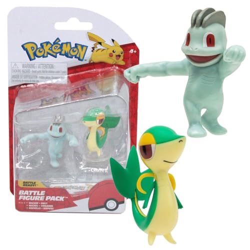 Pokémon Battle Figuren | Pokemon | Action Figur | Spiel-Figur zum Sammeln, Spielfigur:Machollo & Serpifeu von Pokémon