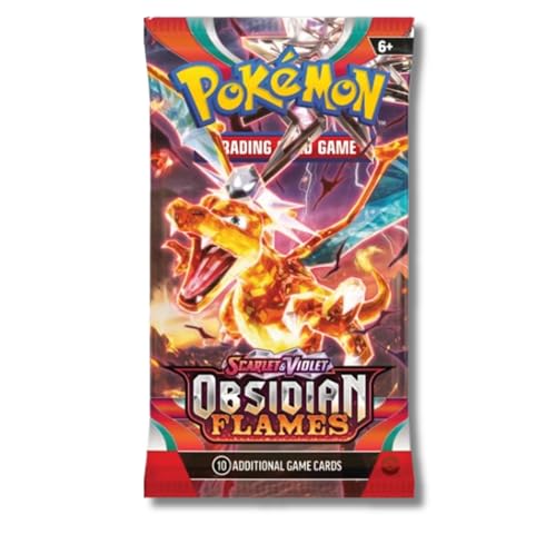 Pokemon Booster-Pack mit scharlachroten und violetten Obsidian-Flammen, Glurak von Pokémon