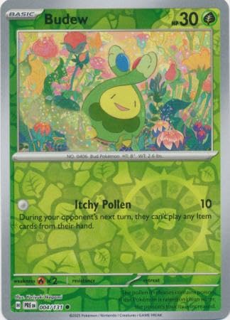 Pokemon - Budew 004/131 Prismatic Evolutions - Reverse Foil Einzelkarte Pokemon - Budew 004/131 Prismatic Evolutions - Reverse Foil Einzelkarte von Pokémon