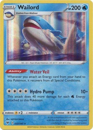 Pokemon Card WAILORD 32/185 Holo Lebendige Spannung Englisch von Pokémon