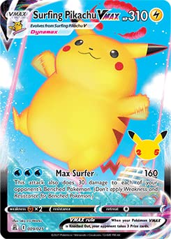 Pokemon Celebrations Surfing Pikachu VMAX, 25th Anniversary, Full Art Rare Holo VMAX + Überraschungskarte! von Pokémon