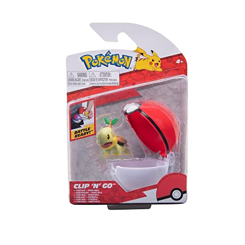 Pokémon - Chelast (Pokémon) Clip'n'Go Pokéball - Offizieller 5 cm Actionfigur mit detaillierter Chelast Figur von Pokémon