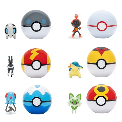 Pokemon Pokémon Clip´N´Go Actionfigures 95057-20 - Aron, Charcadet, Blitzle, Cyndaquil, Sprigatito, Tentacool - Offizielle Figure for Kinder 4+ von Pokemon
