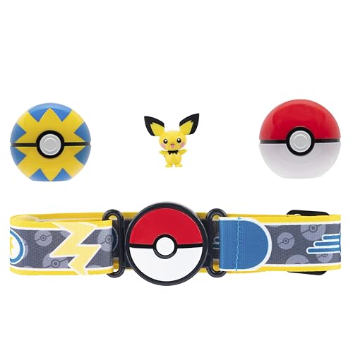 Pokémon Clip 'N' Go Gürtelset - Inklusive thematischem Gürtel und 5.1 cm Pichu Battle Figur mit Poké-Ball und Quick Ball Zubehör von Pokémon