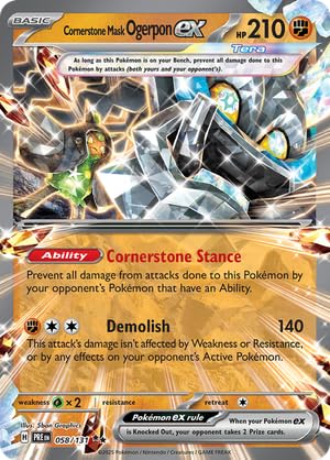 Pokemon - Cornerstone Mask Ogerpon ex 058/131 - Prismatic Evolutions - Double Rare - Foil Einzelkarte von Pokémon