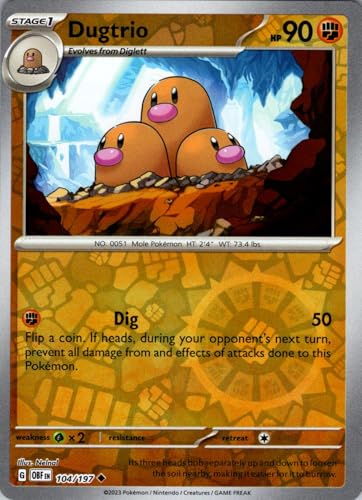 Pokemon Dugtrio 104/197 - Obsidian Flame - Reverse Foil - Einzelkarte von Pokémon