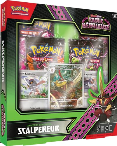 Pokémon TCG: Scharlachrote und Violette Illustrations-Kollektion – Nebel – Skalpereur (1 voll illustrierte glänzende Promokarte, 2 glänzende Karten und 4 Booster) von Pokémon