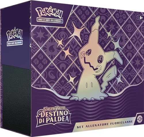 Pokémon Elite-Trainer-Set der Erweiterung Scharlachrot und Violett – Schicksal von Paldea (neun Umschläge, eine holografische Promokarte mit voller Figur und Spielzubehör), italienische Ausgabe von Pokémon