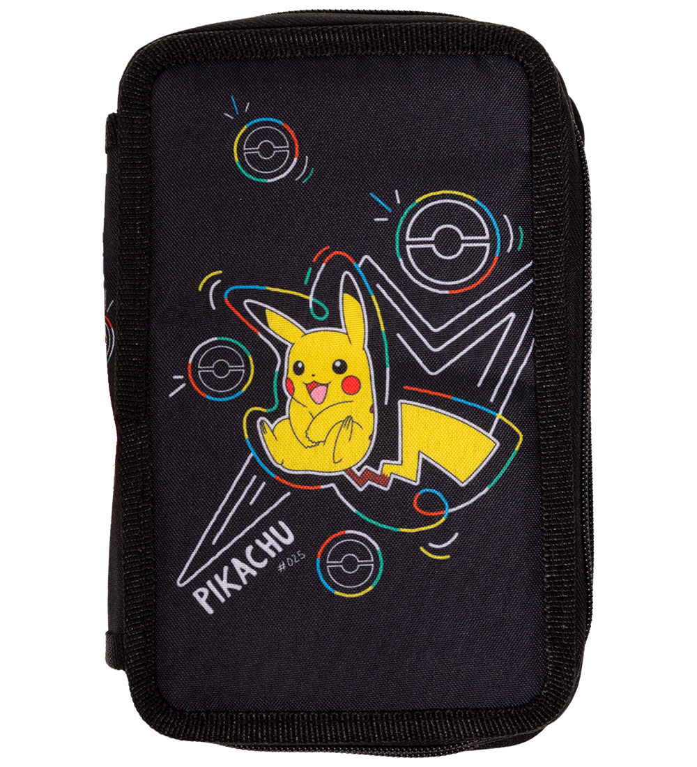 Pokémon Federmäppchen m. Inhalt - Doppel - Schwarz m. Pikachu - Pokémon - One Size - Federmäppchen von Pokémon