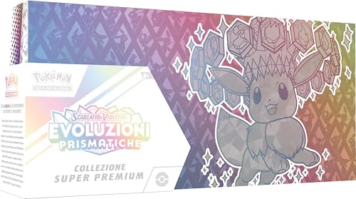 Pokémon GCC: Super Premium-Kollektion Scharlachrot und Violett – Prismatische Entwicklungen – eine holografische Promokarte in voller Länge, EIN weicher von Eevee inspirierter Deckhalter und 15 Pokémon GCC: Super Premium-Kollektion Scharlachrot und Violett – Prismatische Entwicklungen – eine holografische Promokarte in voller Länge, EIN weicher von Eevee inspirierter Deckhalter und 15 von Pokémon