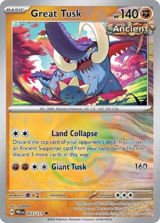 Pokemon - Great Tusk 055/131 - Prismatic Evolution (Poke Ball) - Reverse Foil - Einzelkarte von Pokémon