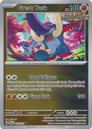 Pokemon - Great Tusk 055/131 Prismatic Evolutions - Reverse Foil Einzelkarte von Pokémon