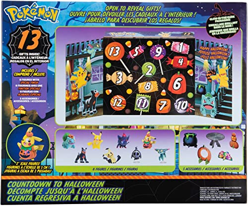 Pokemon Halloween Adventskalender Countdown Kalender für Kinder, 13 Teile – Enthält 10 Spielzeug-Figuren & 3 Zubehörteile – ab 4 Jahren von Pokemon
