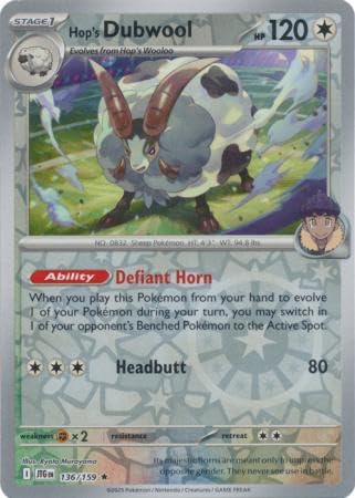 Pokemon - Hop's Dubwool 136/159 Journey Together - Reverse Foil - Einzelkarte Pokemon - Hop's Dubwool 136/159 Journey Together - Reverse Foil - Einzelkarte von Pokémon