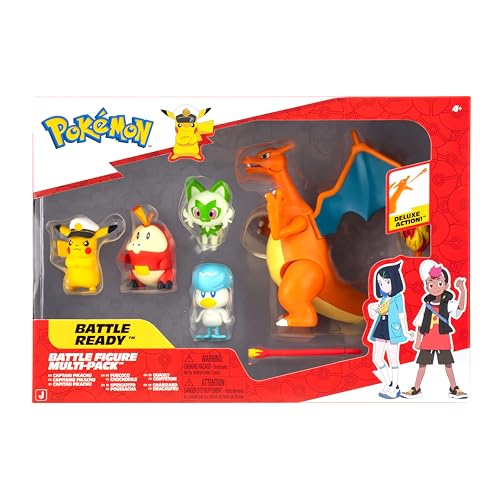Pokémon Horizons Battle Figure 5-Pack - Includes; Captain Pikachu, Sprigatito, Fuecoco, Quaxly, Charizard + 1x Fire Missilie Accessory - Official Pokemon Toy for Children 4+ Pokémon Horizons Battle Figure 5-Pack - Includes; Captain Pikachu, Sprigatito, Fuecoco, Quaxly, Charizard + 1x Fire Missilie Accessory - Official Pokemon Toy for Children 4+ von Pokémon