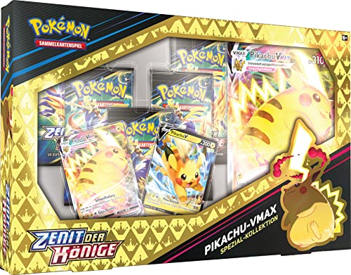 Pokémon-Sammelkartenspiel: Spezial-Kollektion Zenit der Könige: Pikachu-VMAX (2 geprägte holografische Promokarten, 1 überdimensionale Promokarte & 5 Boosterpacks) von Pokémon