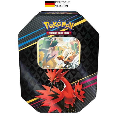 Pokémon-Sammelkartenspiel: Tin-Box Zenit der Könige – Galar-Zapdos (1 holografische Karte & 4 Boosterpacks) Deutschsprachige Version von Pokémon