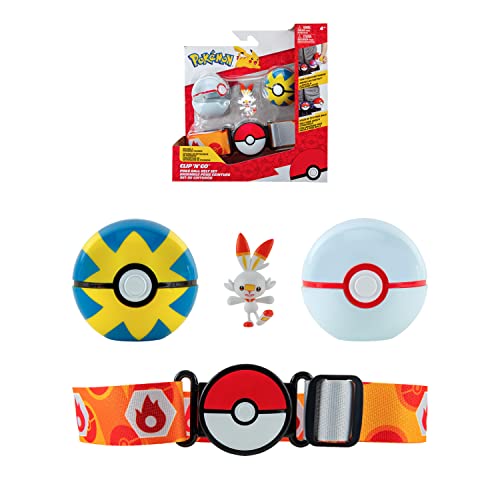 Pokémon Bandai Gürtel Clip 'N' Go – 1 Gürtel, 1 Quick Ball, 1 Premier Ball und 1 Figur 5 cm Flambino (Scorbunny) – Zubehör zum Verkleiden als Dresseur JW2716 Pokémon Bandai Gürtel Clip 'N' Go – 1 Gürtel, 1 Quick Ball, 1 Premier Ball und 1 Figur 5 cm Flambino (Scorbunny) – Zubehör zum Verkleiden als Dresseur JW2716 von Pokémon